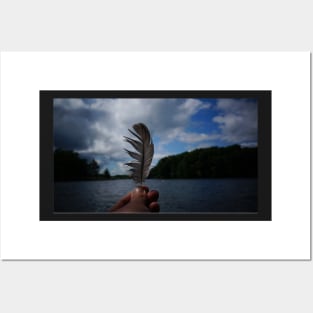 Holding Up a Feather at the Lake Posters and Art